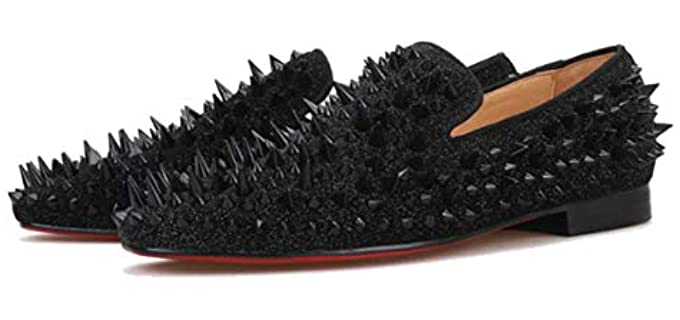 FERUCCI Men's Black Spikes - Formal Loafers with Spikes