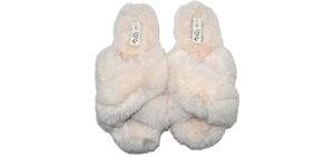 Millffy Women's Cross Fuzzy Fluffy - Slippers with Memory Foam