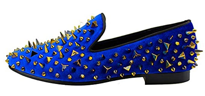 Spiked Loafers in Blue and Gold