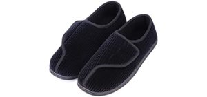 LongBay Men's Diabetic - Velcro Slippers for Seniors
