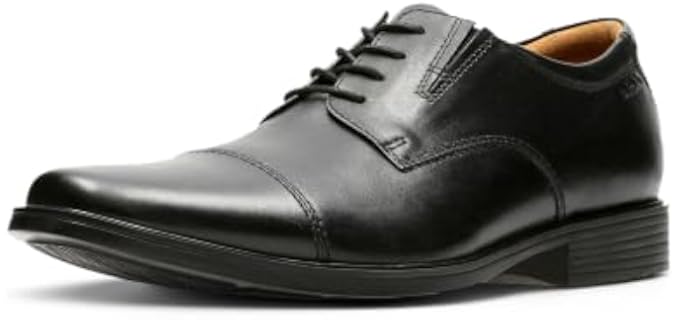Clarks Men's Tilden Cap Oxford Shoe Dark Tan Leather 12 M
