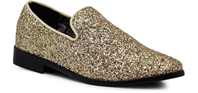 Enzo Romeo SPK04 Men's Vintage Glitter Dress Loafers Slip On Shoes Cla