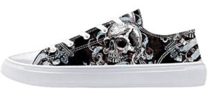 FIRST DANCE Women's Skull Skeleton Printed Shoes Black Cavans Shoe for