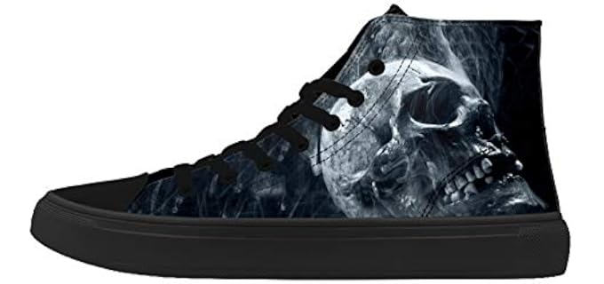FIRST DANCE Skull Printed Shoes Men High Top Canvas Fashion Sneaker Pu