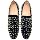 Justar Men's Black Leather Loafers Slippers with Gold Spikes Dress Sho