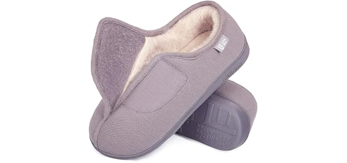 LongBay Womens Adjustable Slippers Memory Foam Cozy Wide Diabetic Hous