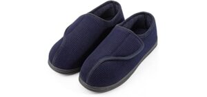 LongBay Men's Memory Foam Diabetic Slippers Comfy Warm Plush Fleece Ar