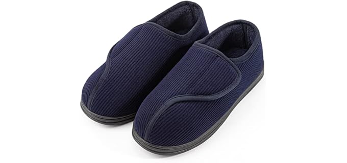 LongBay Men's Memory Foam Diabetic Slippers Comfy Warm Plush Fleece Ar