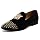 Meijiana Mens Velvet Black Loafers Dress Shoes with Metal Embellishmen