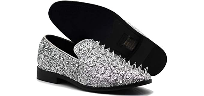 SPK16 Men's Vintage Spike Dress Loafers Slip On Fashion Shoes Classic
