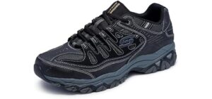 Skechers Men's Afterburn M. Fit Fashion Sneakers – Leather Upper