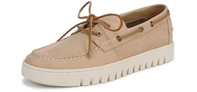 Vionic Mens Uptown Boat Sneaker Tan Brown Leather 11 W