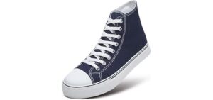 ZGR Mens High Top Canvas Sneakers Lace Up Classic Walking Shoes Navy U