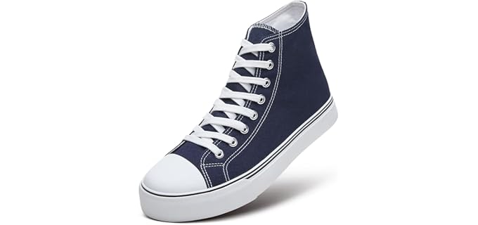 ZGR Mens High Top Canvas Sneakers Lace Up Classic Walking Shoes Navy U